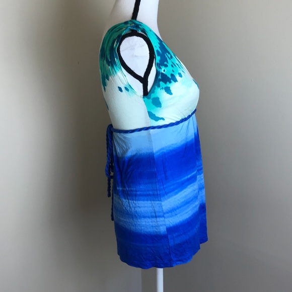 Soprano Blue Green Flowy Tank Top - Picture 2 of 4